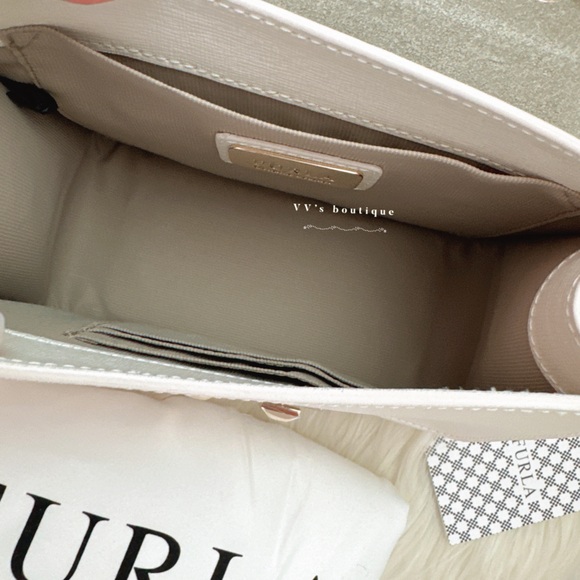 NWT Furla Bella Mini Crossbody Shoulder Bag Leather Petalo Cream White - Picture 10 of 11